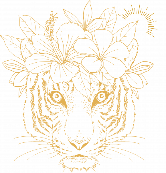 Graphik Tigerin mit Krone